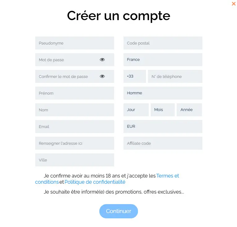 Satbet Casino registration process